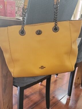 Coach Yellow Leather Chain-Strap Tote